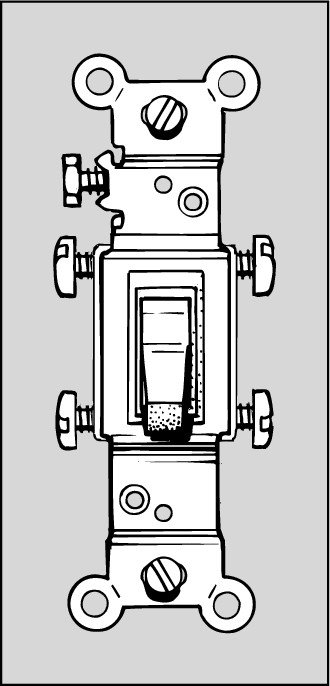 Figure 8-5: A four-way switch has four screw terminals plus an optional grounding screw.